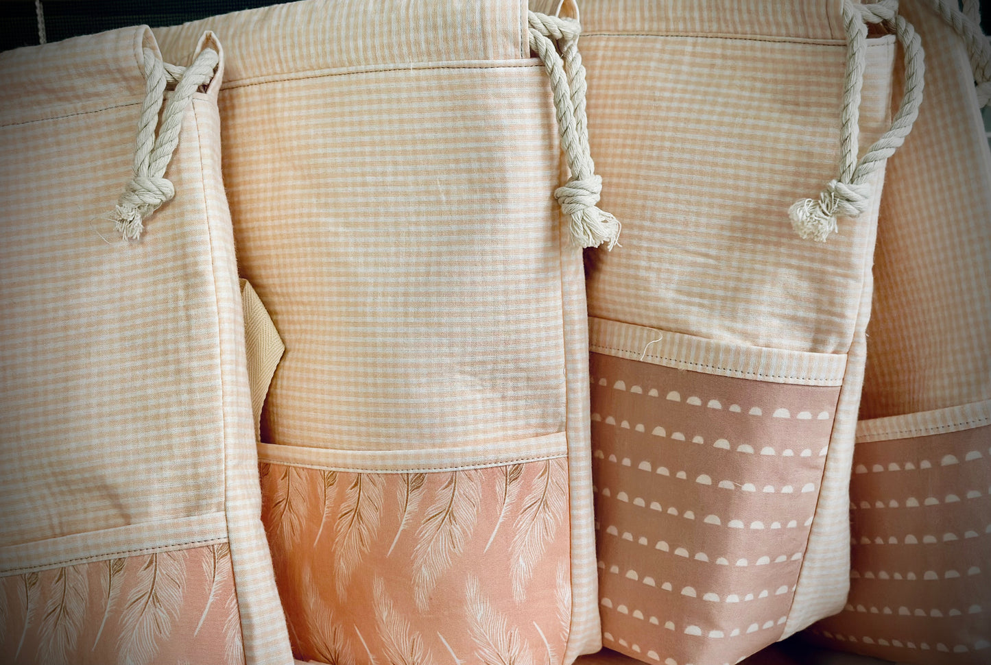 Large Project Bag peach gingham
