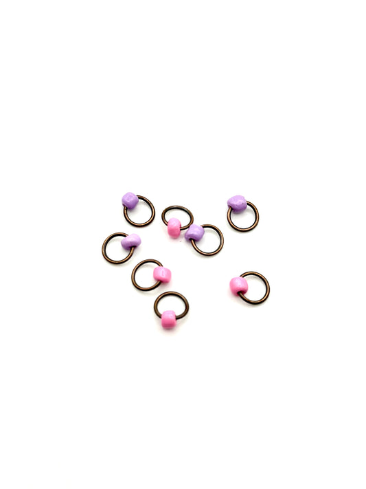 Knitting Stitch Markers - handmade with glass beads up to 4mm needles