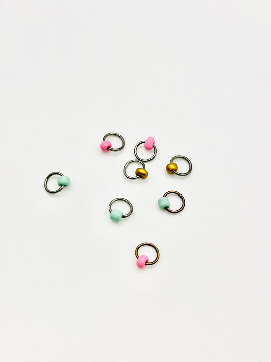Knitting Stitch Markers - handmade with glass beads up to 4mm needles